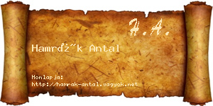 Hamrák Antal névjegykártya