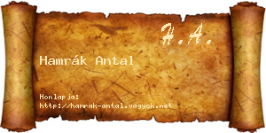 Hamrák Antal névjegykártya